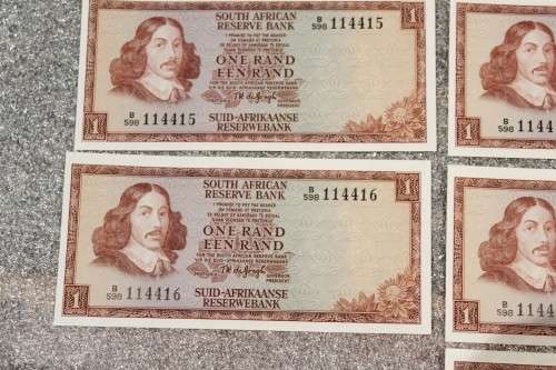 R1 - TW de Jongh - 7 Sequential numbers - Crisp & Uncirculated - Low price - Bid now!