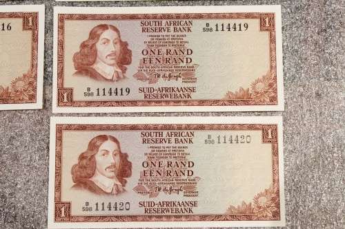 R1 - TW de Jongh - 7 Sequential numbers - Crisp & Uncirculated - Low price - Bid now!