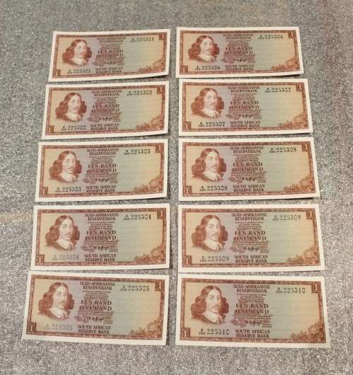 R1 - TW de Jongh - 10 Sequential numbers - Crisp & Uncirculated - Low price - Bid now!