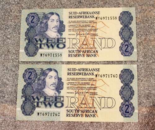R2 - de Kock - Two replacement notes - Crisp & Uncirculated - Low price! - Bid now!
