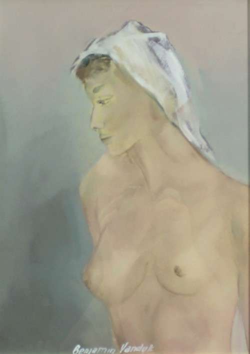 Benjamin Vandyk - Nude with scarf - A stunning work! - Low price! - Bid now!