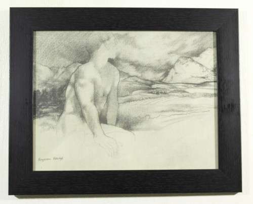 Benjamin Vandyk - Male nude in a landscape - A stunning work! - Low price! - Bid now!