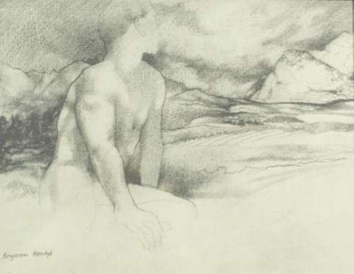 Benjamin Vandyk - Male nude in a landscape - A stunning work! - Low price! - Bid now!