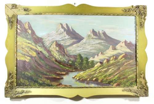 W Grobler - Mountain scene 1959 - Beautiful!! - Giveaway price! - Bid now!!