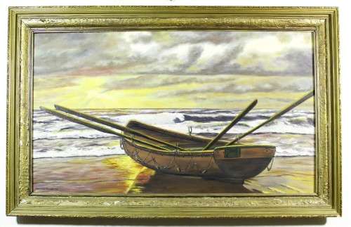 Piet Holthuysen - Row boat at waters edge - Stunning!! - Giveaway price! - Bid now!!