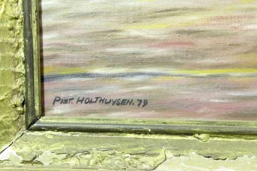 Piet Holthuysen - Row boat at waters edge - Stunning!! - Giveaway price! - Bid now!!