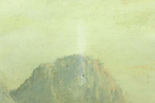 J Kumst - Mountains and pond - An old oil painting! - Giveaway price! - Bid now!!