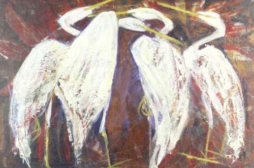 Storks - Signed - A beautiful oil painting - Giveaway price! - Bid now!!