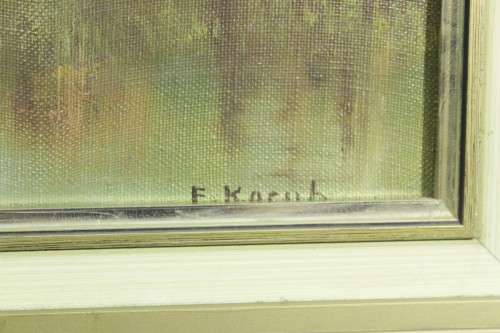 E Korub - Blue gum trees at the pond - A beautiful oil painting - Giveaway price! - Bid now!!