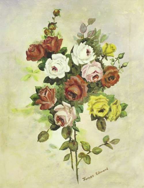 James Edmond - Still life roses - A beautiful oil painting - Giveaway price! - Bid now!!