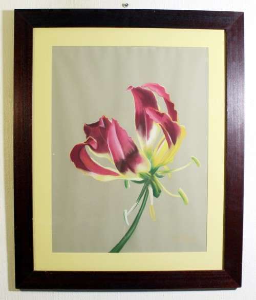 Dennis Ramsden - Red lilly - A beautiful pastel! - Bid now!!