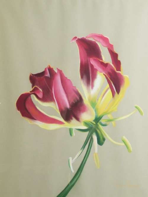 Dennis Ramsden - Red lilly - A beautiful pastel! - Bid now!!