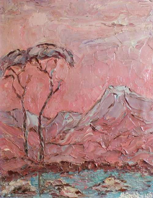 H Grobler - Landscape - Palette knife - Beautiful! - Bid now!