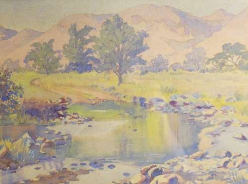 Joy Krause - Landscape with river - A beautiful watercolor!
