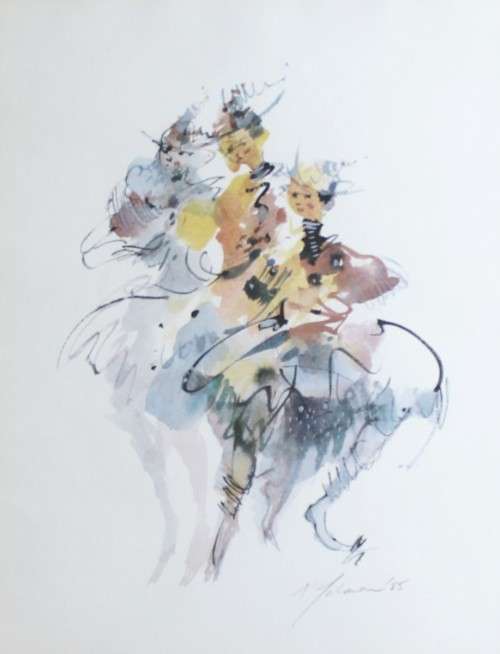 Three French ladies - Signed print - Beautiful! - Low price, bid now!!