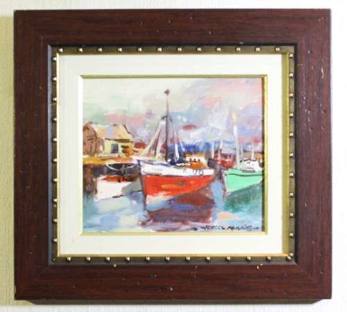 Wessel Marais - Harbor scene - A beautiful painting! Bid now! *Free courier!