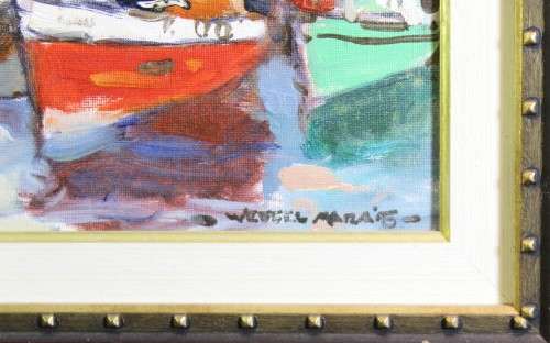 Wessel Marais - Harbor scene - A beautiful painting! Bid now! *Free courier!