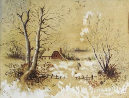 A Robinson - Winter 1918 - A beautiful little pastel! Offered at a low price!! Bid now!