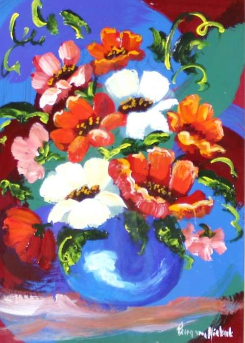 Petra van Niekerk - Still life flowers nr.1 - Beautiful art!! - Bid now!