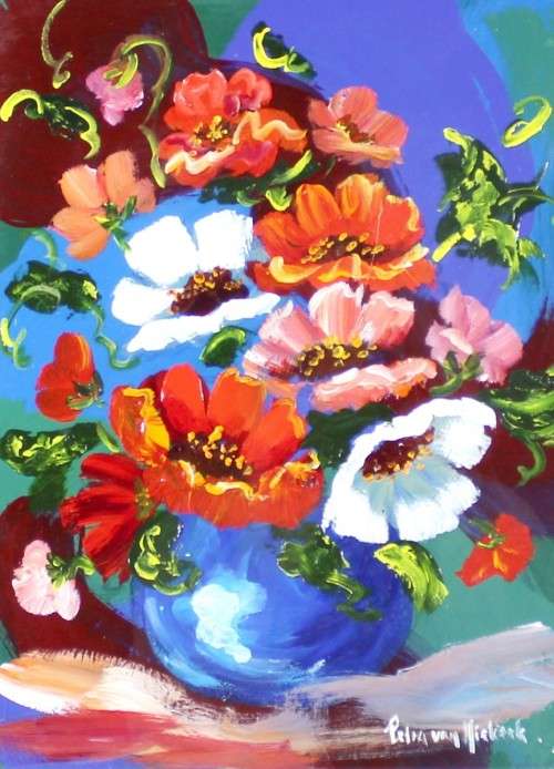 Petra van Niekerk - Still life flowers nr.2 - Beautiful art!! - Bid now!