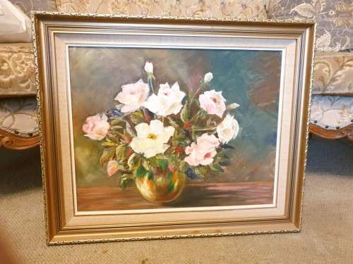 D Theunissen - Still life - Pink & white roses -  Low price, bid now!!