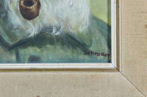 Schroder - Old man smoking a pipe - An old oil painting! - Giveaway price! - Bid now!!