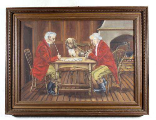 Carol Nothnagel - Playing checkers - A beautiful painting!! Bid now!!