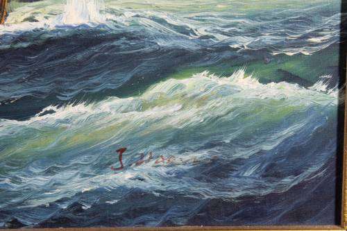 J Harvey - Ships in battle - A stunning oil painting! - Beautiful frame! - Bid now!!