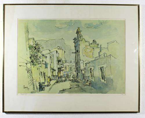 Gregoire Boonzaier  - Table Mountain seen from District 6 - A beautiful signed litho print! Bid now!