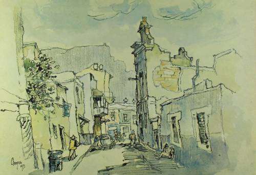 Gregoire Boonzaier  - Table Mountain seen from District 6 - A beautiful signed litho print! Bid now!