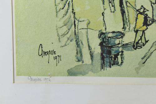 Gregoire Boonzaier  - Table Mountain seen from District 6 - A beautiful signed litho print! Bid now!