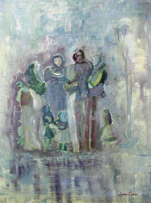 Lorna Clark - Abstract mothers and children - A stunning painting! Giveaway price, bid now!