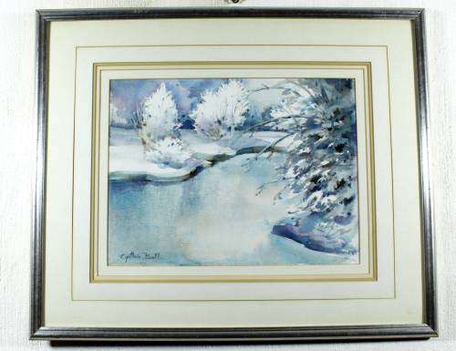 Cynthia Ball - Winter scene - A beautiful watercolor!! - Bid now!