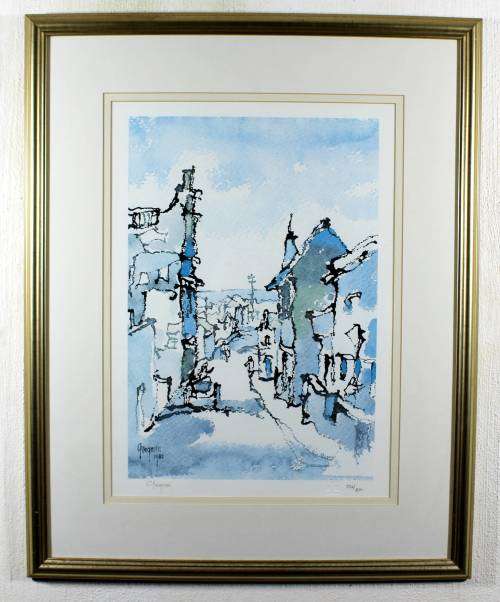 Gregoire Boonzaier  - Figures and donkey cart - A beautiful signed litho print! - Bid now!