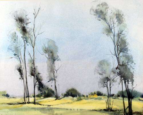 Cynthia Ball - Landscape with Tall Trees - A stunner! - Bid now!