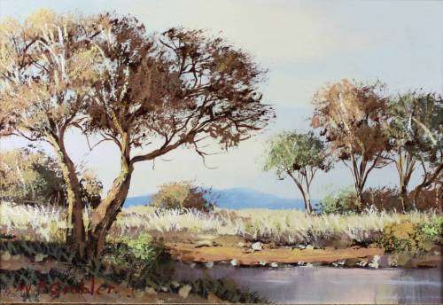 WP Grobler - Waterhole - A stunning little treasure! Low price! -  Bid now!!