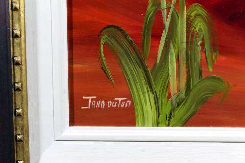 Jana du Toit - Farm scene with tulips 1 - Stunning large work! - Low price, bid now!