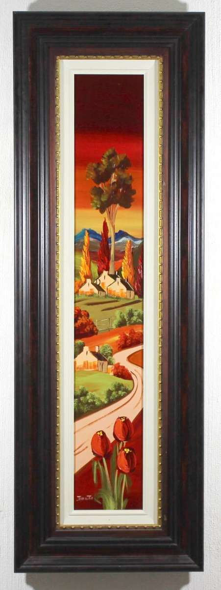 Jana du Toit - Farm scene with tulips 2 - Stunning large work! - Low price, bid now!