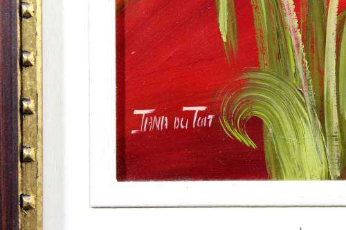 Jana du Toit - Farm scene with tulips 2 - Stunning large work! - Low price, bid now!