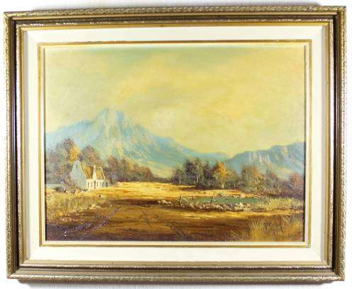 Reg Lamont - Cape Dutch homestead - A beautiful painting!! Bid now, low price!!