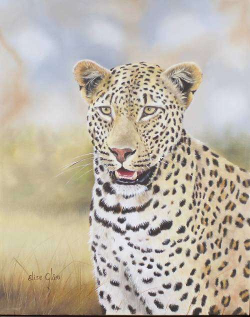Elise Gloss - Leopard - A stunning painting! Low price, bid now!!