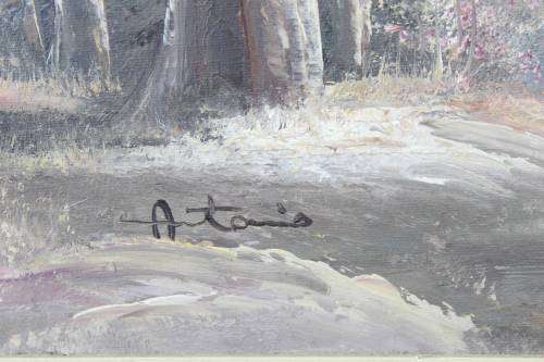 Atoins - Lake scene - A beautiful oil painting! - Low price!! Bid now!