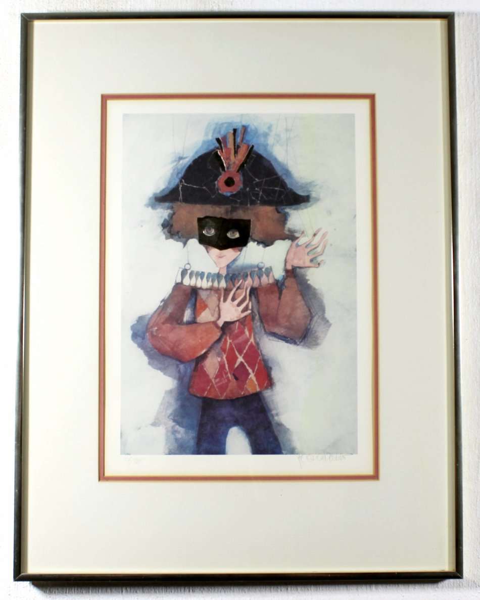 Rosina Wachtmeister - Harlequin - A beautiful mixed media, signed and editioned! - Bid now!!
