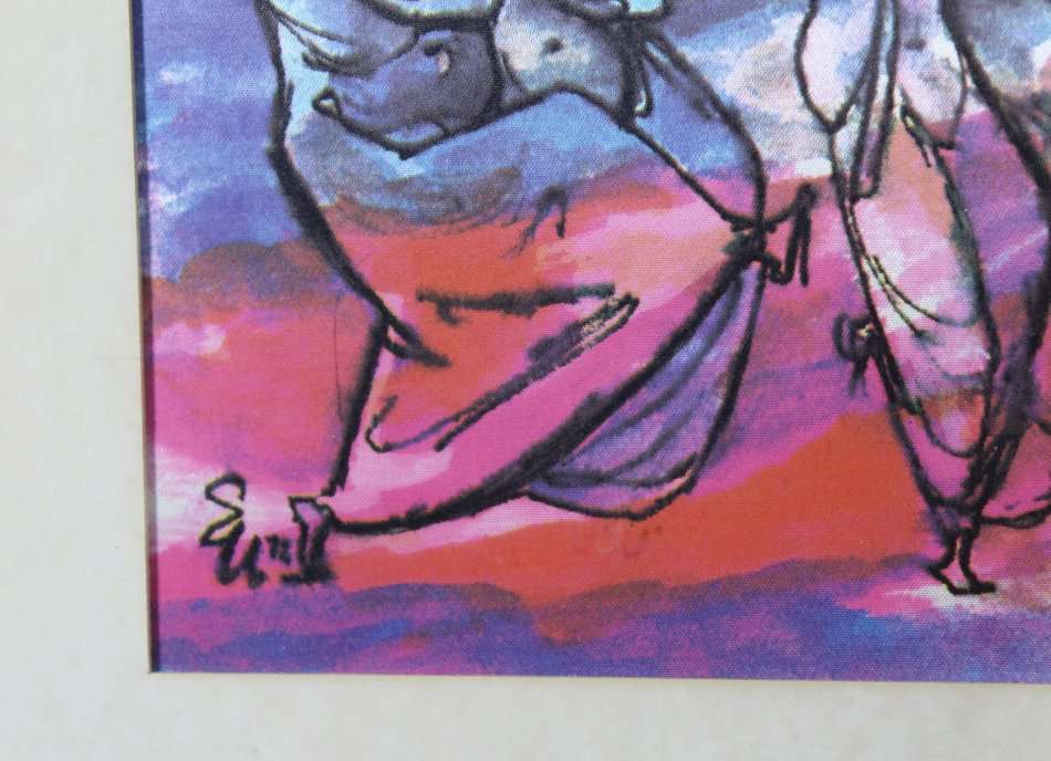 Ernest Ullman - Dancing figures print on silk - Beautiful! - A little treasure! - Bid now!!