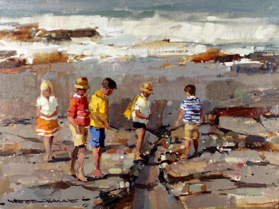 Wessel Marais - Kids on the beach - A magnificent painting! Investment art! -Bid now! *Free courier!