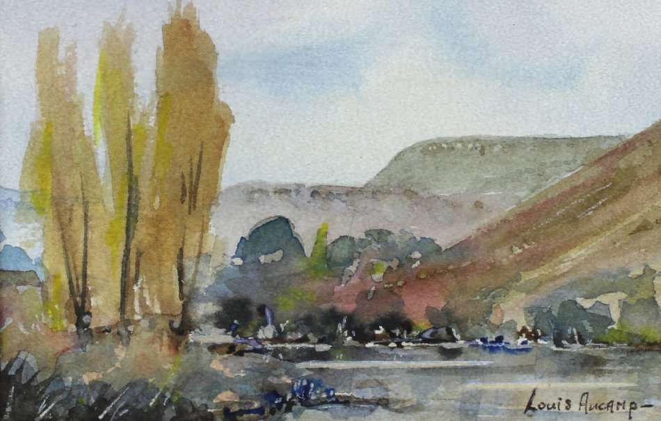 Louis Aucamp - Landscape with tall trees - A beautiful little treasure! - Bid now!!