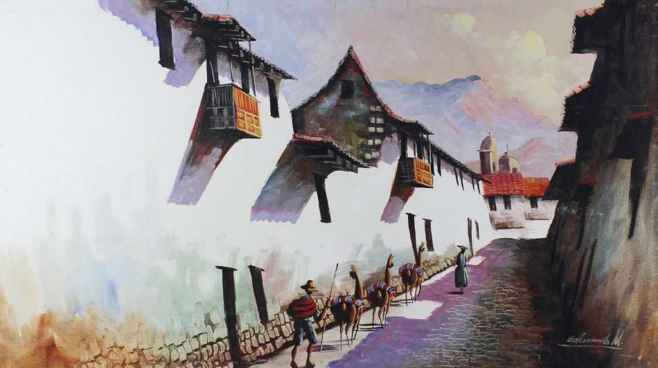 Edward M - Street scene - A beautiful oil painting at a giveaway price, bid now!!