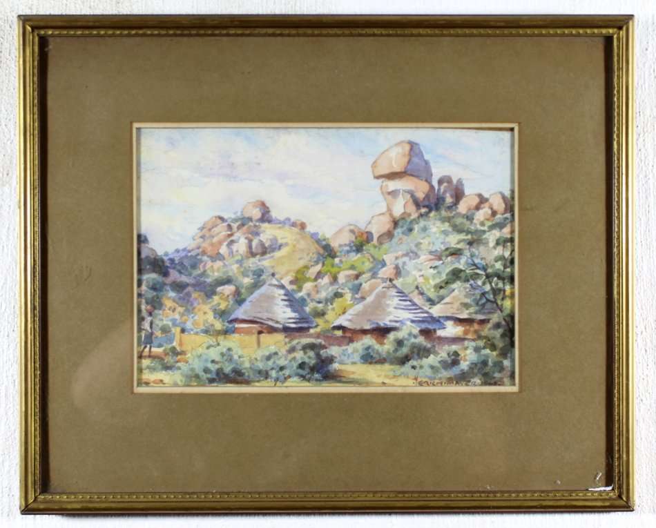 Erich Mayer - Rural village with figure - 1948 - What a beauty!! Bid now!