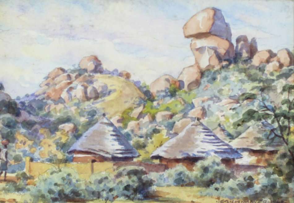 Erich Mayer - Rural village with figure - 1948 - What a beauty!! Bid now!