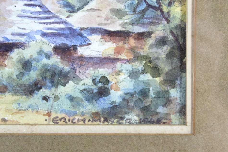 Erich Mayer - Rural village with figure - 1948 - What a beauty!! Bid now!